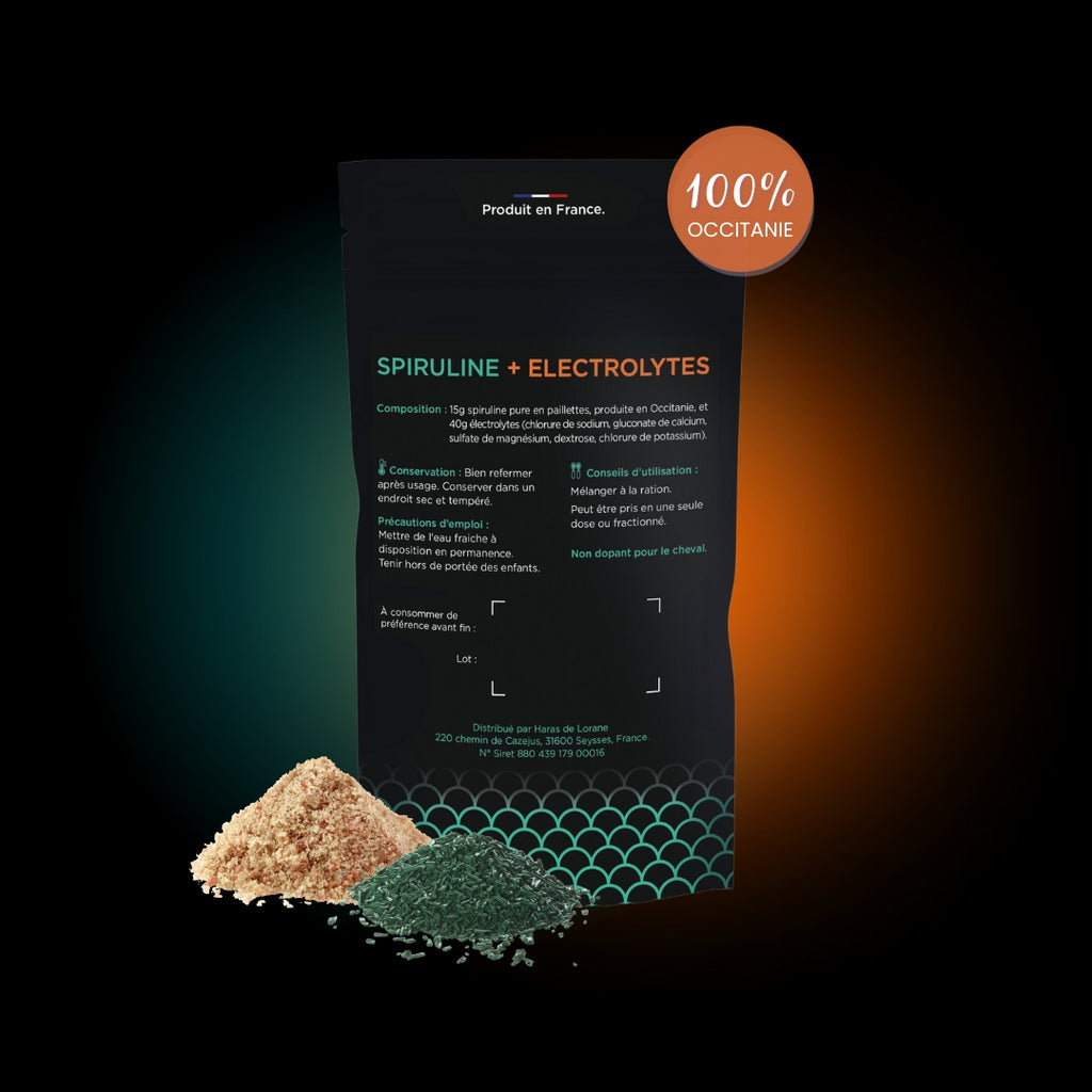 Aliment complémentaire équin hautement concentré  Spiruline + Electrolytes