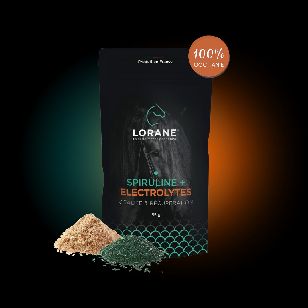 Aliment complémentaire équin hautement concentré  Spiruline + Electrolytes